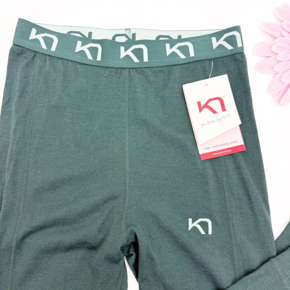 Kari Traa Klara High Waisted Baselayer Pants 100% Merino Wool - Pine Green - Picture 6 of 11